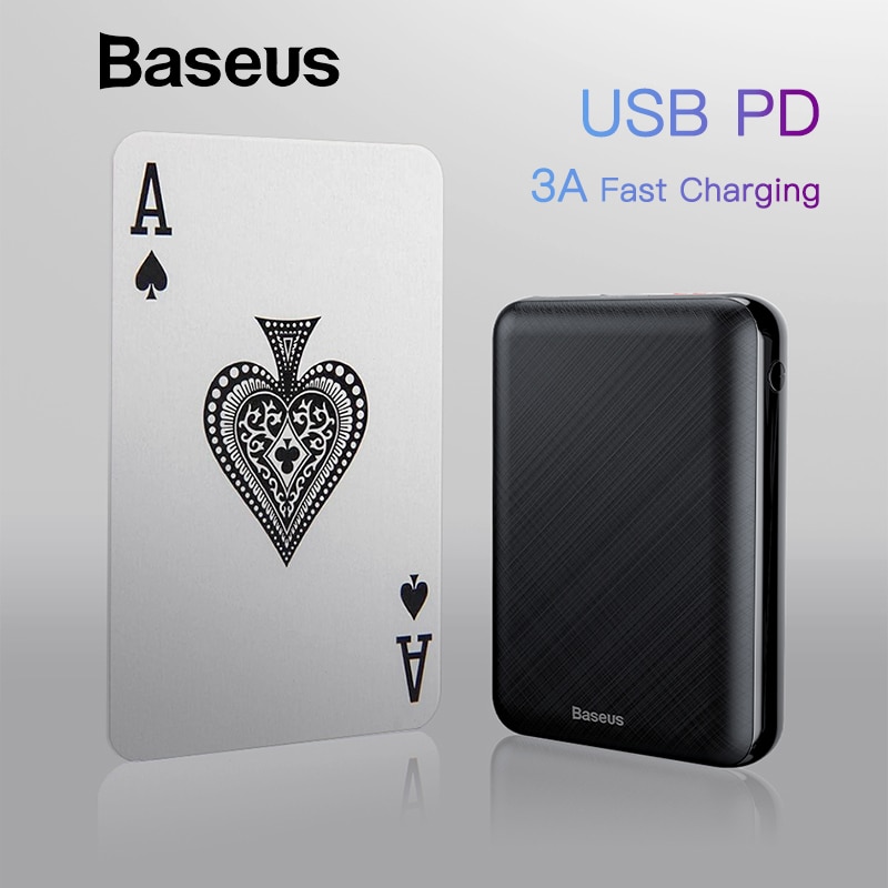 Baseus 10000 mAh USB PD 3A Schnelle Lade Power Bank Für iPhone Xs Xs Max USB Aufladen Power Für Samasung xiaomi Huawei Bank