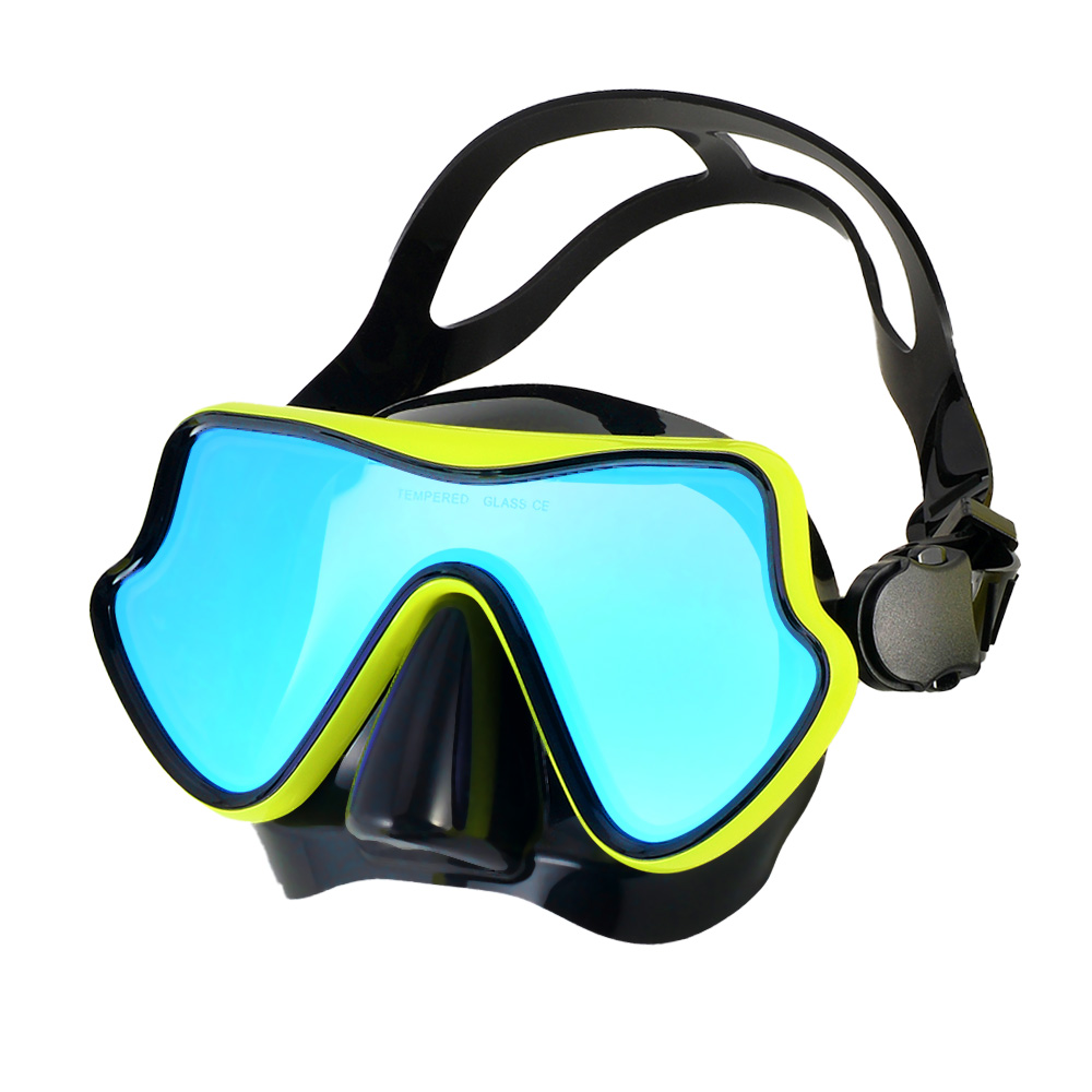 Maschera subacquea per snorkeling Occhialini da nuoto Gonna in silicone Maschera subacquea con lente colorata Vetro temperato Ampia vista per giovani adulti: verde