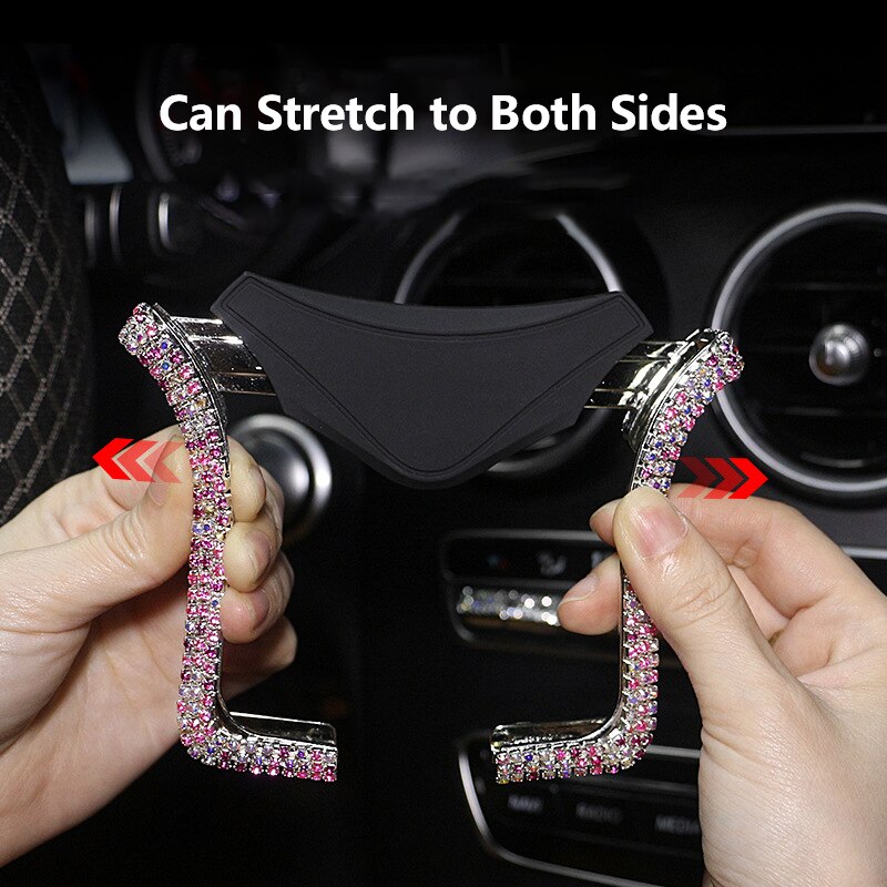 Cell Phone Holder For IPhone Samsung Car Holder Universal Car Phone Holder With Bing Crystal Rhinestone Car Air Vent Mount Clip