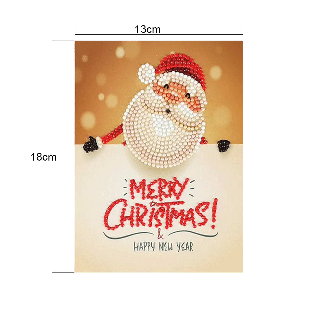 Kerst Kaart Diamant Schilderen Ronde Gedeeltelijke Boor Uitnodiging Brief 5D Nouveaute Diy Mozaïek Borduurwerk Kerstman Foto