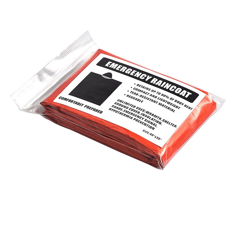 Emergency Survival Regen Poncho Thermische Survival Ruimte Deken Thermische Regenjas Warmte Reflecterende Waterdicht Voor Camping Wandelen: Double sided