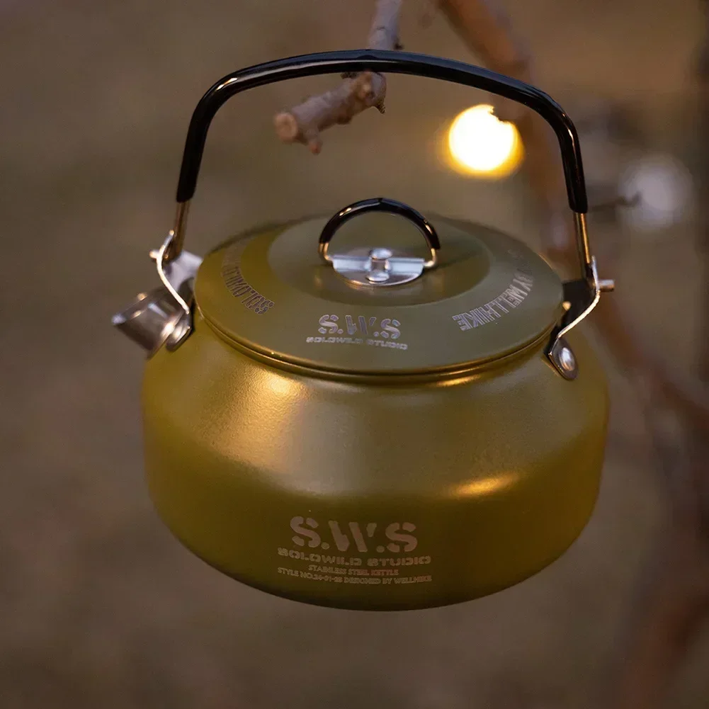 Roestvrijstalen waterkoker 0,8L Draagbare ultralichte wandelwaterkoker Outdoor koffiepot Reizen Camping Theepot Multifunctioneel kookgerei