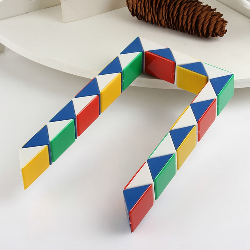 24 Blocks Snake Magic Twist Jigsaw Puzzle Speed Magic Ruler 3D Snake Toys Children Educational Toys Christmas GYH