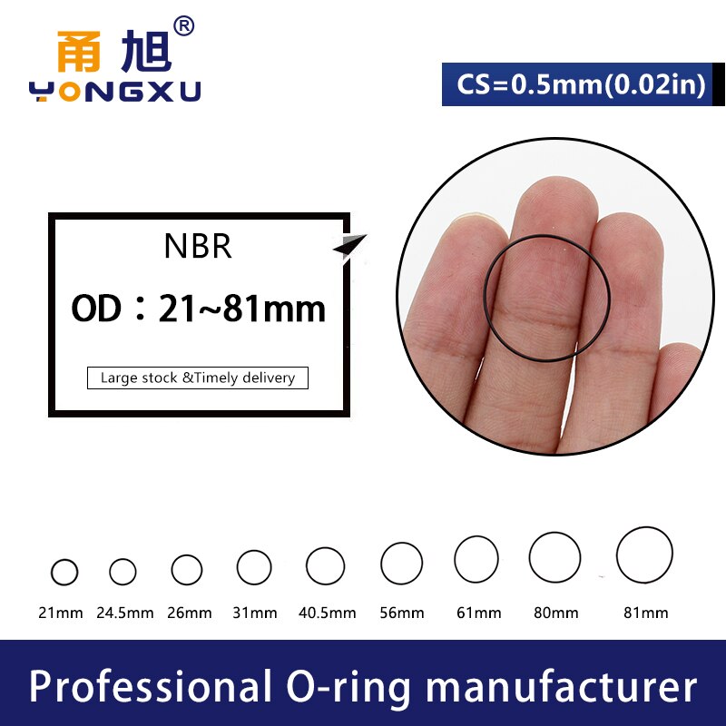 Nitril Gummi 5 Teile/los Schwarz NBR CS 0,5mm dicke OD21/24.5/26/31/40/56/61/80/81*0,5mm Dichtung wasserdichte gummi uhr oring