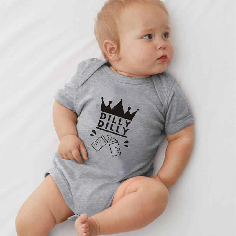 Funny Letters Print Newborn Baby Bodysuit Funny Cotton Short Sleeve Baby Boy Girl Onesies Rompers Body Infant Jumpsuit Clothes: Gray / 3M