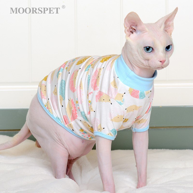 Hairless Cat Clothes Pet Cat Clothes 100% Cotton Shirt Pet Clothes for Spring Summer: M