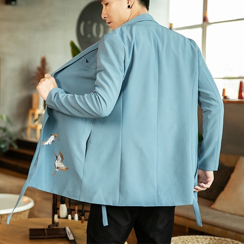 Improved Hanfu Men Chinese Jacket Embroidered Tang Suit Men'S Chinese Style Coat Large Size Traditional Chinese Clothing 10967