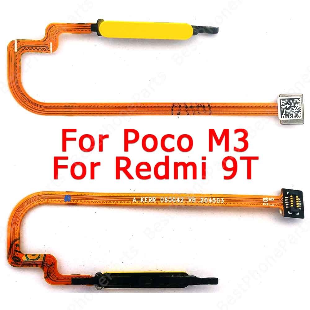 Original Fingerprint for Xiaomi Mi Poco M3 Redmi 9T Finger print sensor home button ribbon flex cable Spare Parts: Yellow
