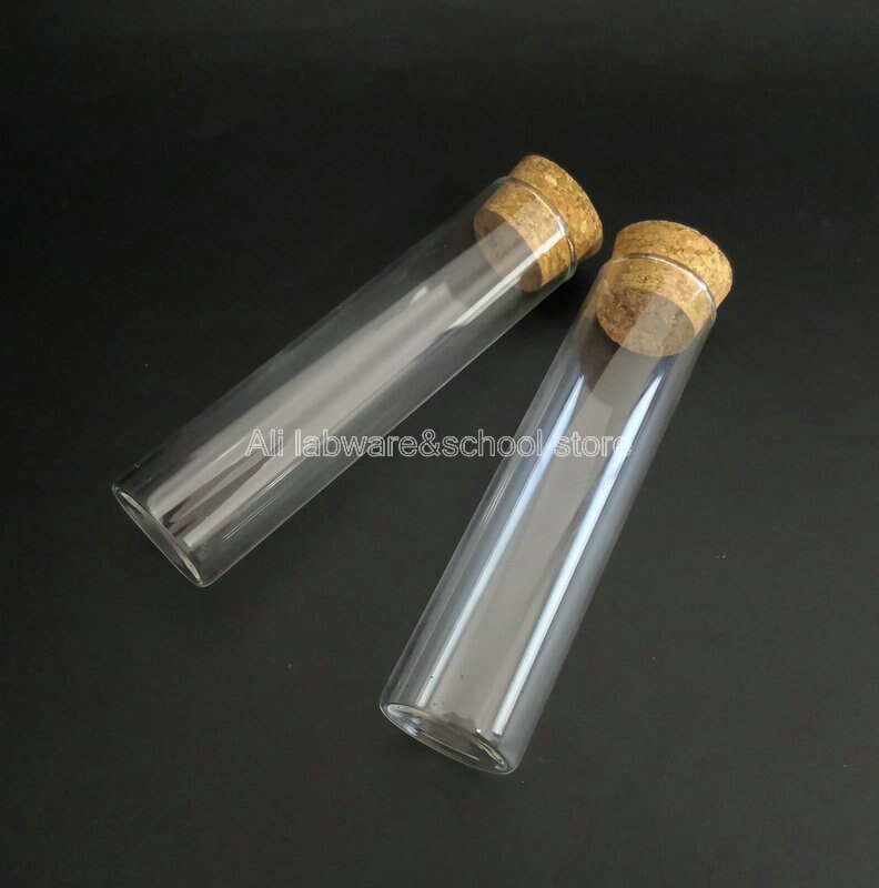 20pcs/lot 30x120mm Clear Lab Glass Test Tube With Cork Stoppers Flat Bottom Pipes Laboratory Supplies