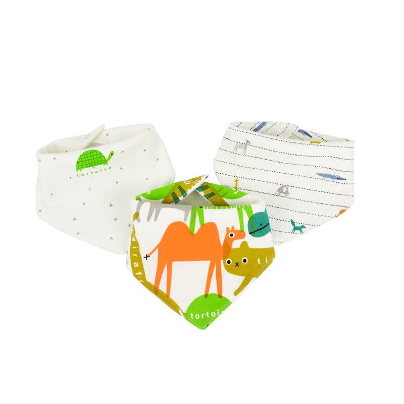 Infant Baby Bibs Cotton Newborns 3 Layers Waterproof 0-24 months 3 pieces/set snaps Bandana for babies Baby Feeding Accessories: 35203