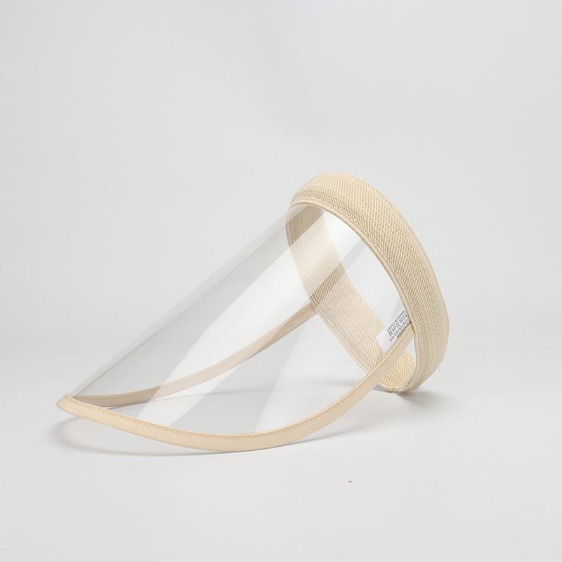 Cokk lue med øyebeskyttelse plastskjold tom topplue kvinner anti-pollen anti-spytt deksel full ansikt caps menn: Beige / Voksen (54-60cm)