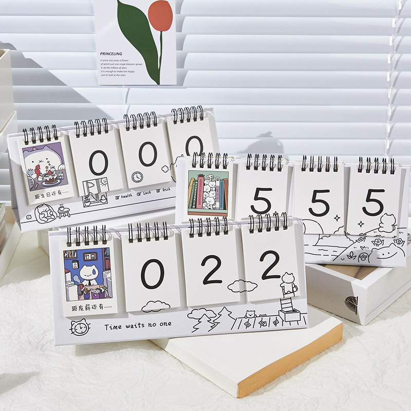 Countdown Desk Calendar Simple Multifunctional Desktop Decoration Monthly Calendar Cute Work Clock-in Plan Desk Calendar