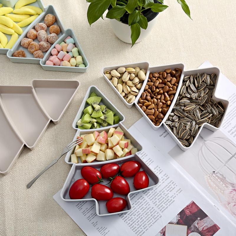 Bandeja creativa navideña con forma del árbol para dulces, aperitivos, frutos secos, platos de frutas y verduras, bandeja de desayuno, herramienta de cocina casera al azar