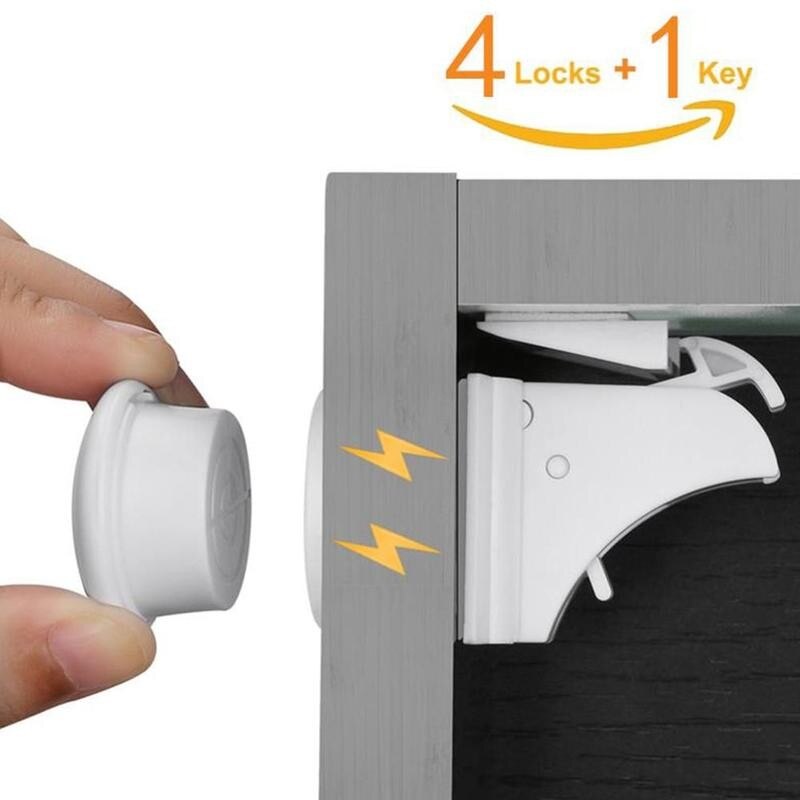 Magnetic Child Lock Baby Safety Baby Protections Cabinet Locks Door Security Locker Lock Drawer Invisible Kids I1W7