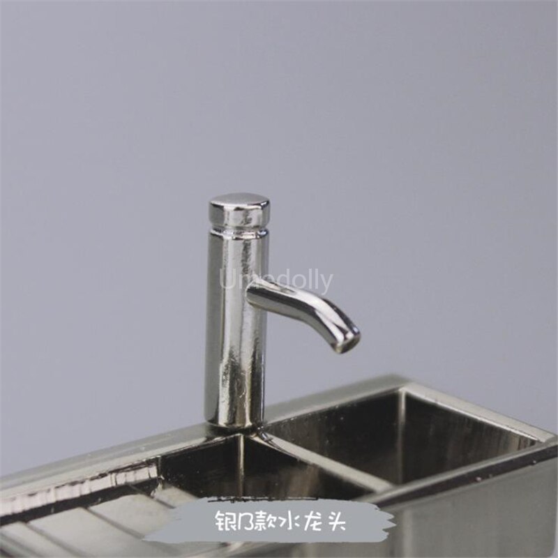 1PCS 1/12 Skala Miniatur Puppenhaus Wasserhahn Mini Wasserhahn Puppe Haus Wc Küche Waschbecken DIY Möbel Zubehör Spielzeug: silver B