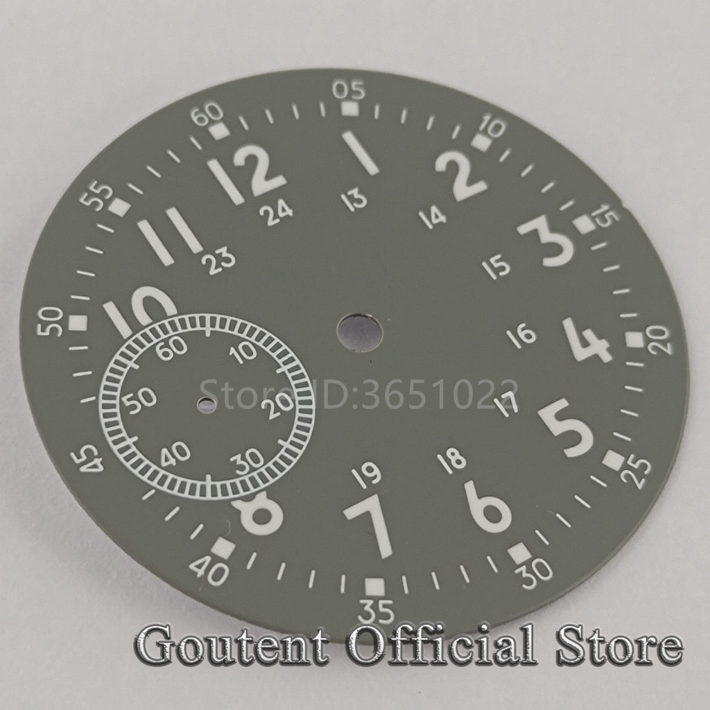 38.9Mm Steriele Grey Watch Dial Fit Eta 6497 Zeemeeuw St36 Beweging Horloge Onderdelen