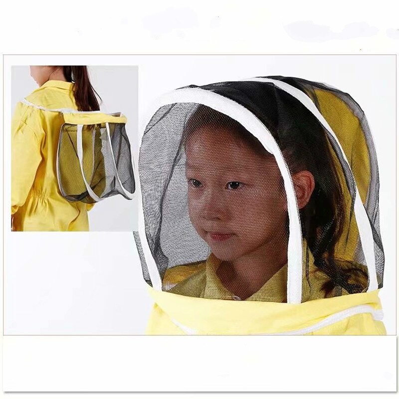 1PCS Yellow Cotton Jumpsuit Children's Bee-proof Suit Space Suit Anti-bee Cap Beekeeping Tools
