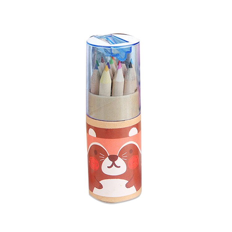 Mini lápices de colores seguros para niños y niñas, 12 colores de plomo, no tóxicos, coreano, dibujos animados creativos, sacapuntas: B
