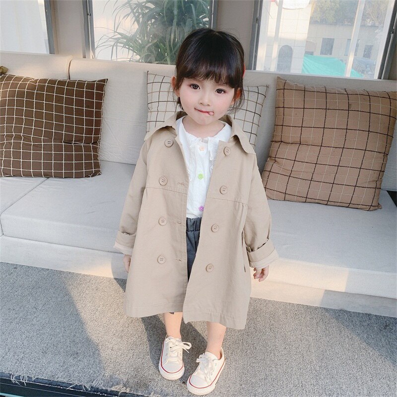 Meisjes Trenchcoat Baby Kids Lente Herfst Winddicht Jas Kinderen Dubbele Borst Knop Windjack 1-8T meisje Uitloper