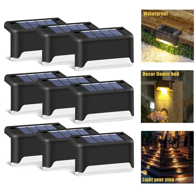 LED Solar Lamp Path Stair Outdoor Waterproof Wall Light Garden Landscape Step Stair Deck Lights Balcony Solar Fence Light