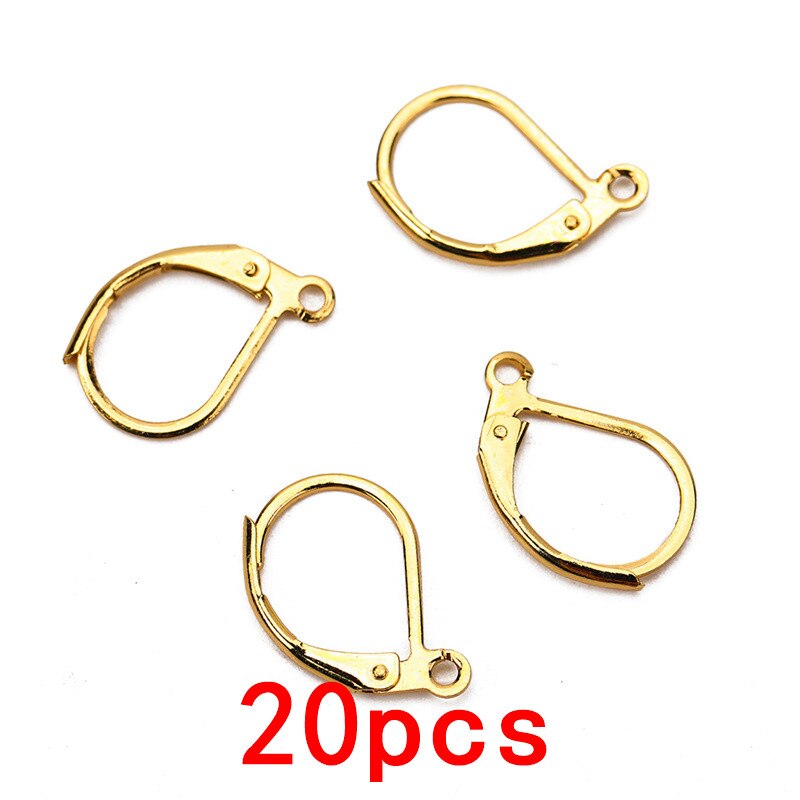50 Stks/partij Rvs Oorbel Haken Anti Allergie Hypoallergeen Oorbellen Sluiting Draad Voor Diy Sieraden Maken Levert Bevindingen: F1929 Gold