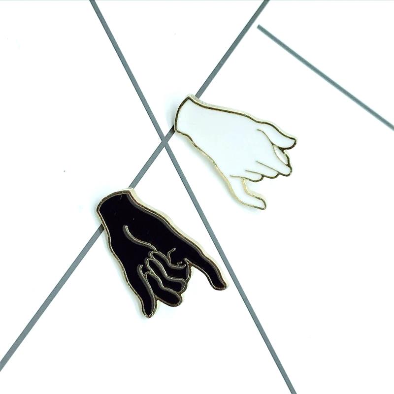 black white finger hook brooch white finger hook black finger appointment brooch couple commemorative appointment backp