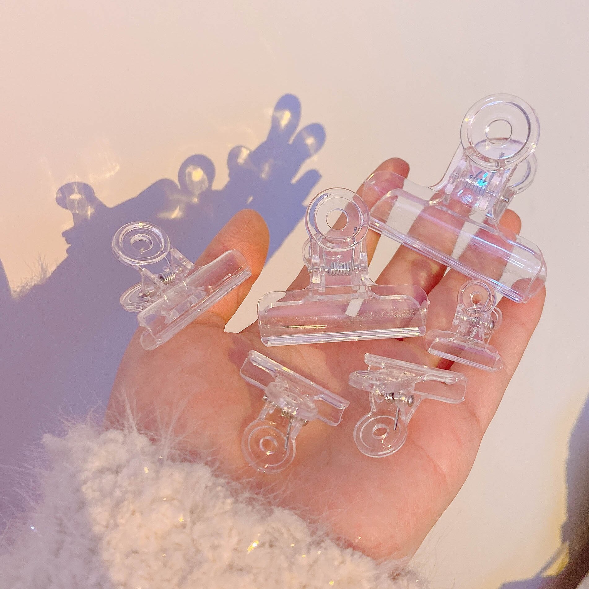 5Pcs Transparant Acryl Clips Student Test Paperclip Leuke Bestand Clip Verpakking Afdichting Clip Kantoorbenodigdheden Supplies