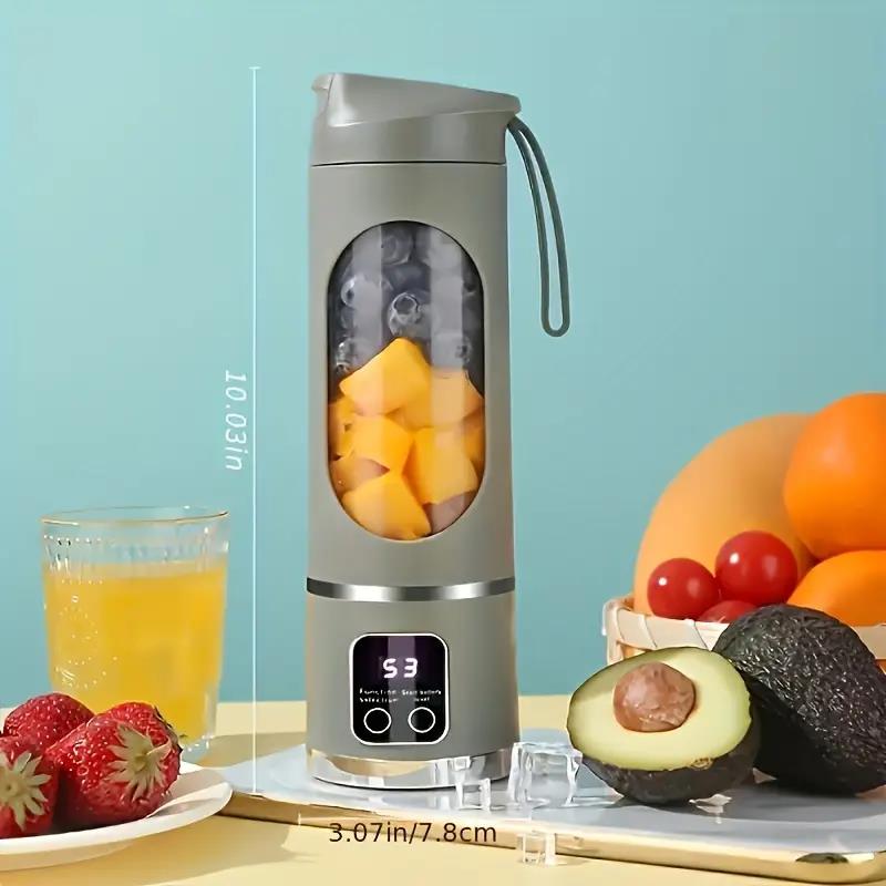 MINI exprimidor eléctrico de hielo triturado con carga para el hogar, potente Motor de 450ML, taza de jugo con pantalla Digital de gran capacidad: Amarillo claro
