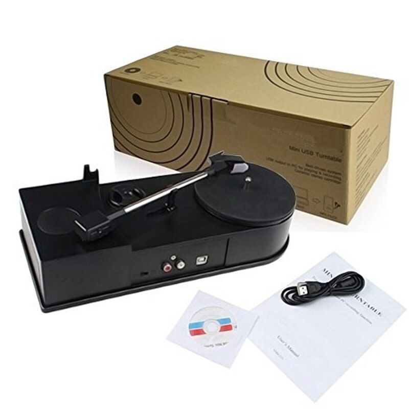 Audio Grabber vinyl phonograph player black film conversion recorder player convert to mp3 to TF Card U Flash Disk, NO PC Needed