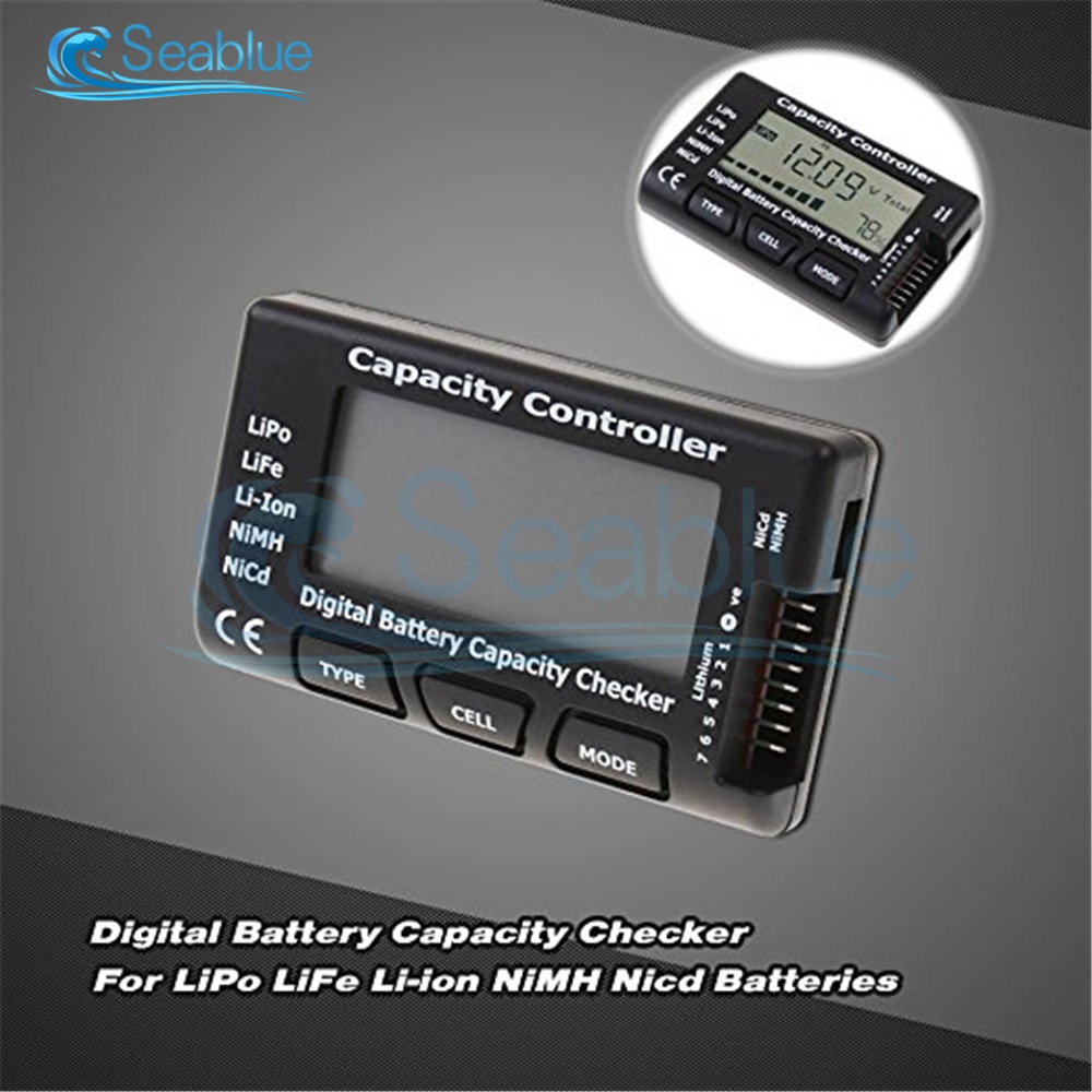 7- digitalt batteri spænding kapacitet tester checker lipo life li-ion nicd nimh batteri spænding tester kontrol rc cellometer