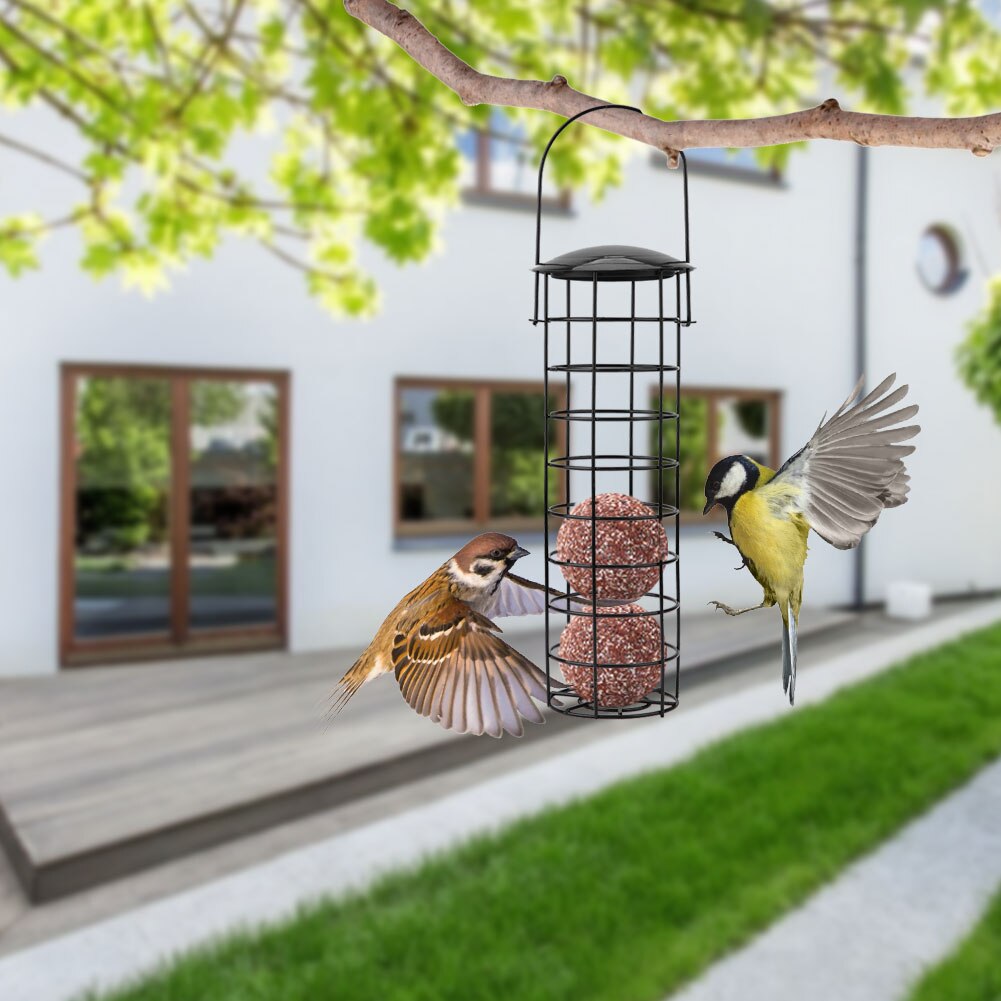 Portable Bird Feeder Outdoor Hanging Mesh Feeding Wild Birds Iron Grease Ball Holder Products Park Garden Tree Container