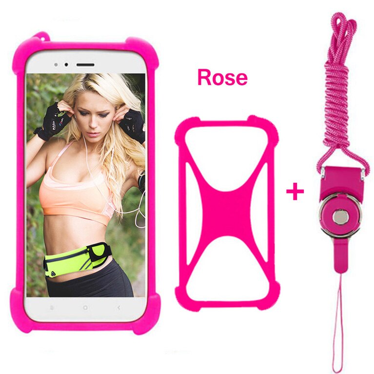 Phone Case For Doro 8031 8035 8040 820 Mini 824 Universal Soft Silicone Bumper Case With Lanyard Cover For Doro Liberto 8030: Rose Red