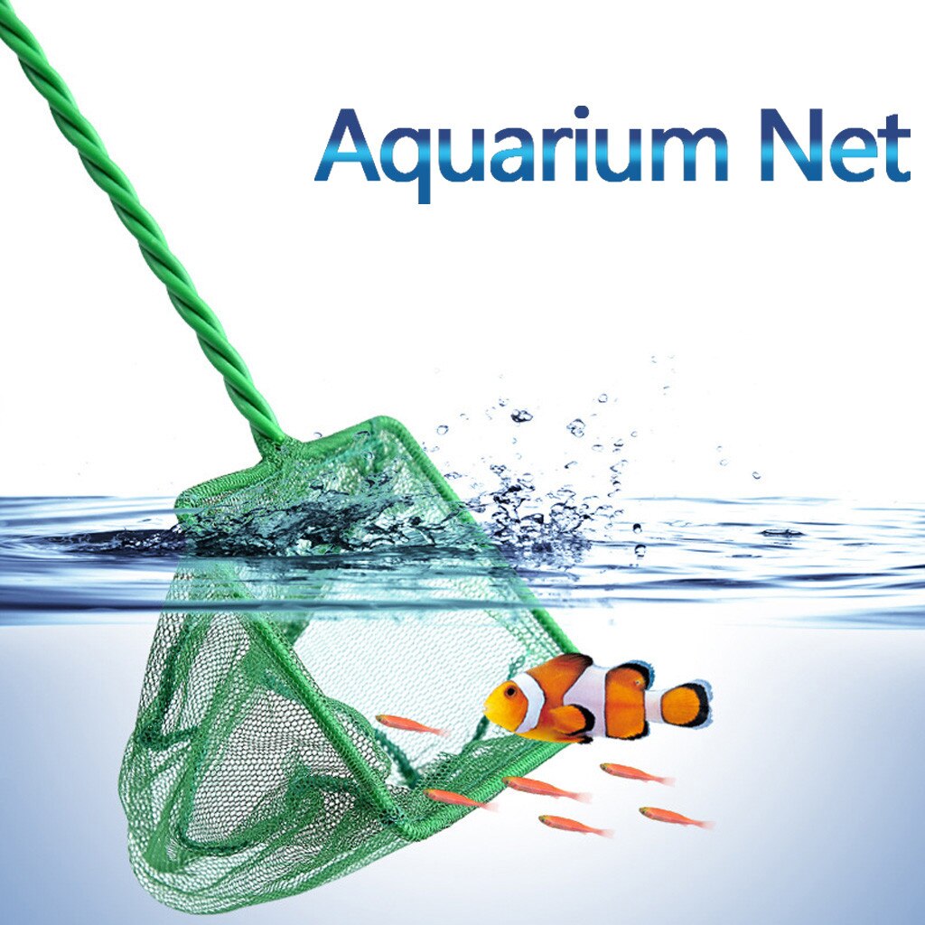 Aquarium Net Fish Tank Net Fine Mesh Fish Catch Net with Plastic Handle - Green Household Accessories Gadgets Fish Tools