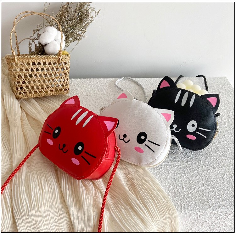 Prinzessin kinder Mini Handtaschen Baby Mädchen PU Leder Kleine Schulter Umhängetaschen Nette Katze Kinder Geldbörse Brieftasche