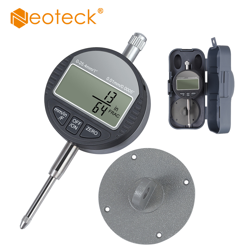 Neoteck DTI Digital Dial Indicator With Fractions/Inch/Metric Digital Probe Indicator Gauge Range 0-25.4mm/1'' Dial Indicator