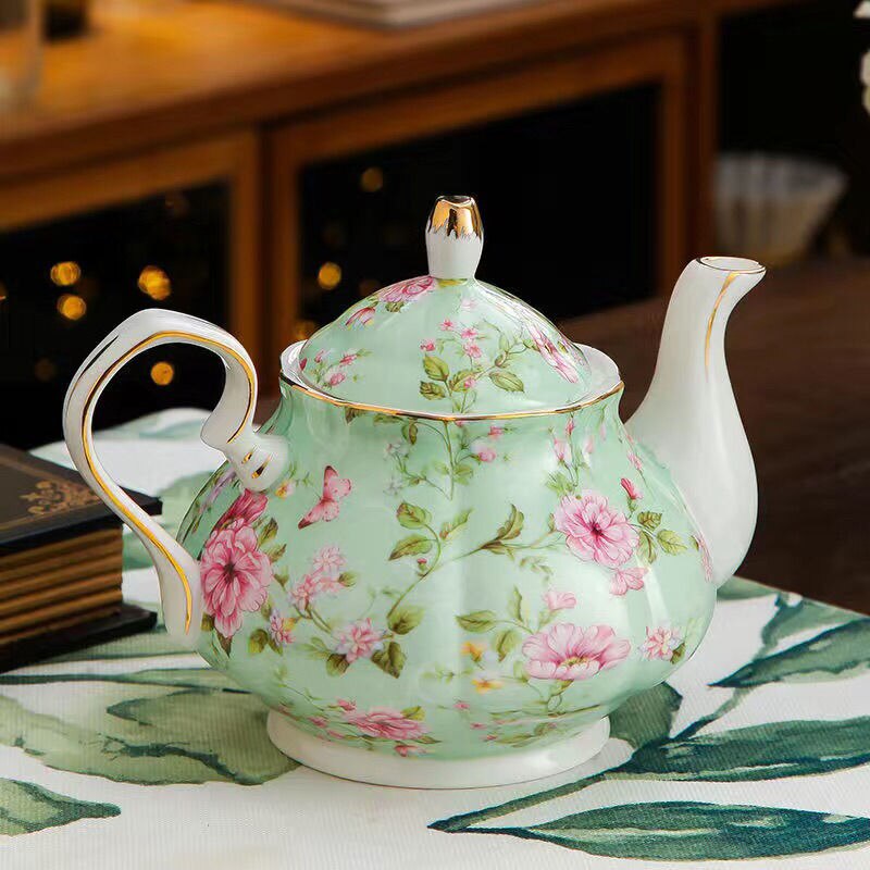 Bone China Teapot 400/900ML Ceramic Tea Pot Set Home High Grade Porcelain Kettle Large Capacity Party Teaware Coffee Ceramic Jug: 900ML / Green