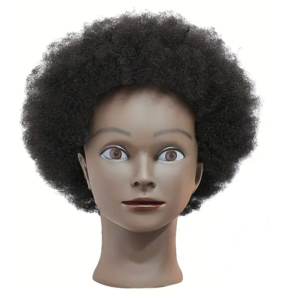 8 Inches Afro Mannequin Head Hair Traininghead Styling Head Braid Hair Dolls Head for Practicing Cornrows and Braids: Gold