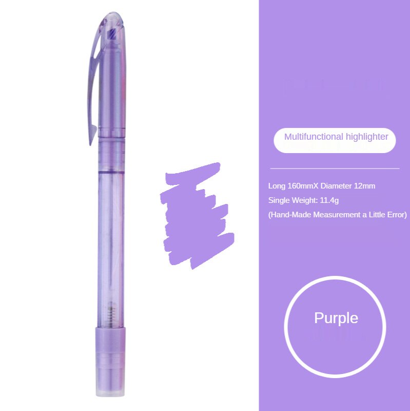 1pcs Multifunctional 6-color Spray Highlighter Can Be Used for Marking and Highlighting Students Stationery: Purple