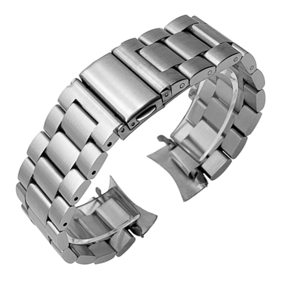 HQ Edelstahl Armband für Samsung Galaxy Uhr 46mm SM-R800 Sport Band Curved End Strap Handgelenk Armband Silber Schwarz: Silber