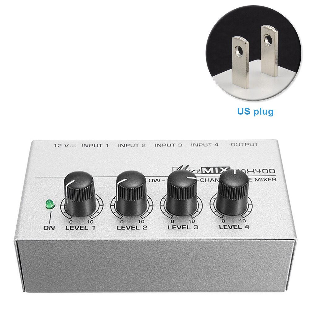 MX400 Mini Karaoke Audio Mixer KTV Sound Portable 4 Channel Family DJ Ultra Compact Mono Low Noise
