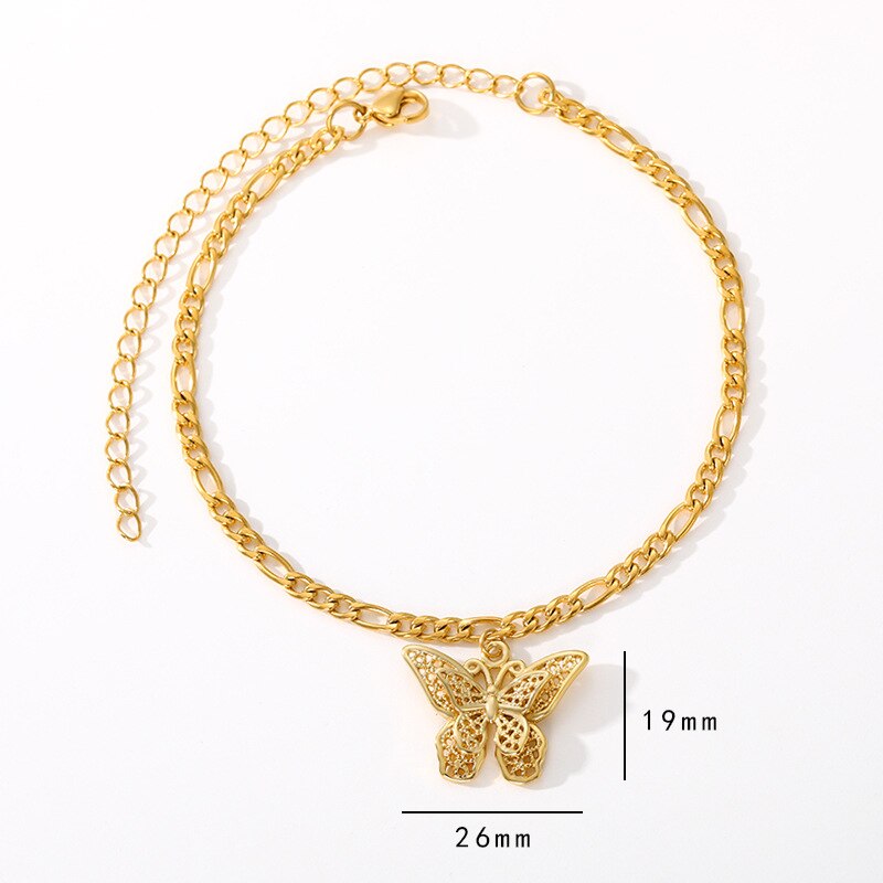 Charm Rvs Vlinder Enkelbandje Voor Vrouwen Gold Link Vlinder Armband Bruidsmeisje Beste Vriend Sieraden Zomer Strand