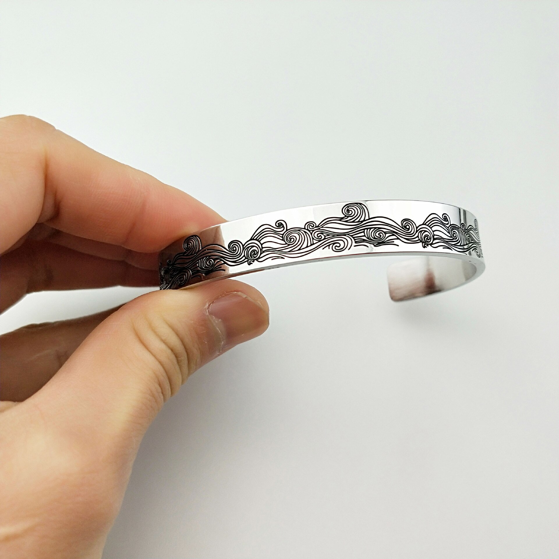 Bracelet en acier inoxydable, 10mm, vague de mer, i am the storm, bibelot, directe d'usine, offre spéciale