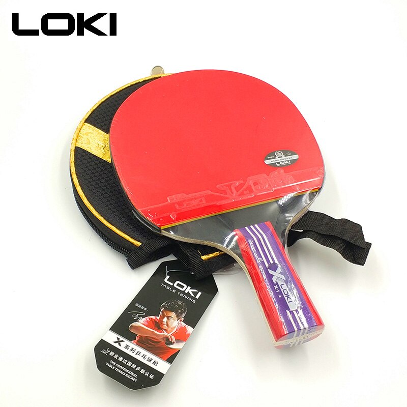 Loki Sterke Spin Tafeltennis Racket 5-Multiplex Blade Tafeltennis Bat Puistjes In Rubber Ping Pong Racket: Short handle