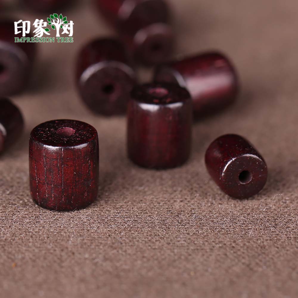 Boeddhistische Hout Losse Kralen 6X6mm/8x8mm Natuurlijke Rode Sandelhout Gebed Mala Cilinder Vat hout Bead Smooth Spacer Bead 200
