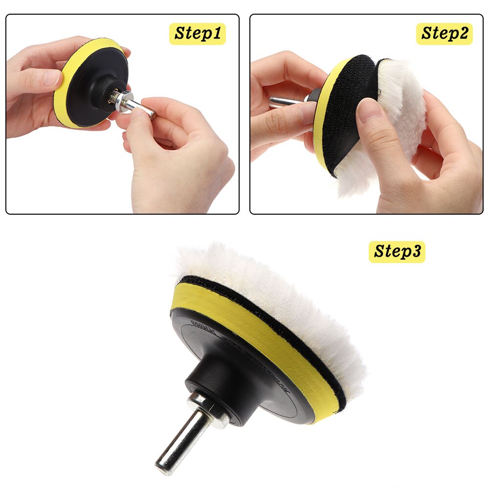 Almohadilla de pulido para coche, almohadilla de esponja de pulido Kit de herramientas de mano, adaptador de taladro de 3, 4, 5, 6 y 7 pulgadas, almohadilla amortiguadora, 8 Uds.