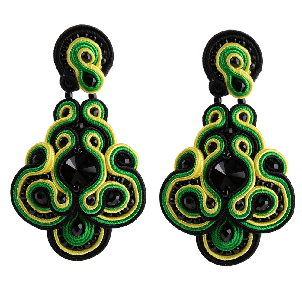 Kpacta Vintage Soutache Handgemaakte Sales Oorbellen Voor Vrouwen Dangle Charms Accessoires Bohemian Soutache Mode-sieraden 2022: green