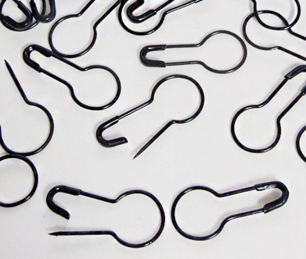 brass safety pins,500pcs/lot,silver gold black Calabash pin,garment accessories components,garment pin Pear Bulb Gourd safe pin: black