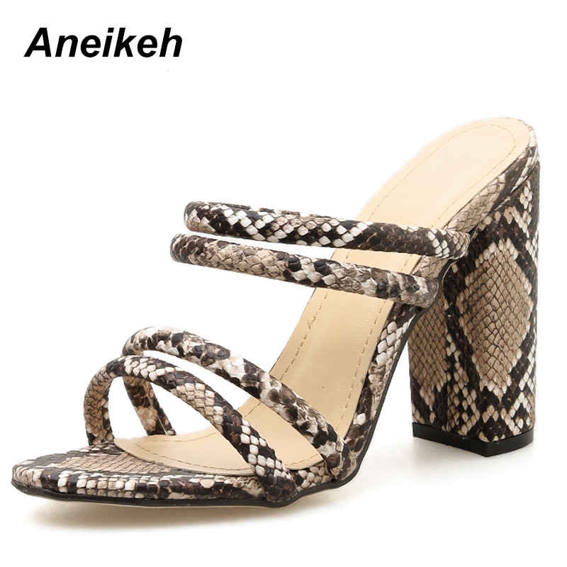 Aneikeh Zomer vrouwen Slippers Sexy Mode Slang Strips Met Vis Mond Open Teen Hoge Hak Slippers Maat 35-40