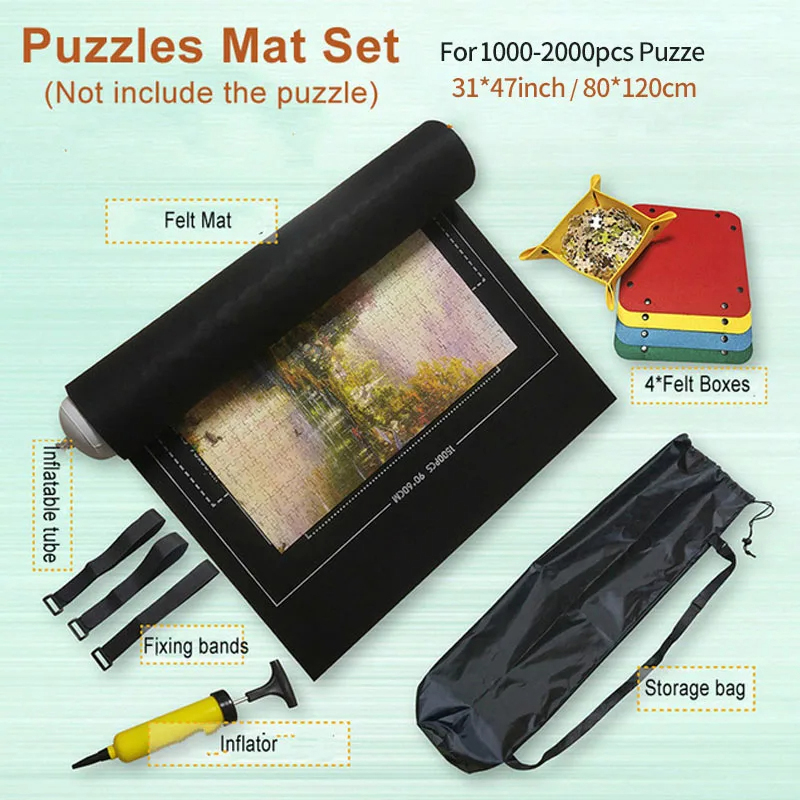 Professionele Puzzel Rolmat Deken Vilten Mat tot 1500/2000/3000 Stuks Accessoires Puzzel Draagbare Reizen Opbergtas: Clear