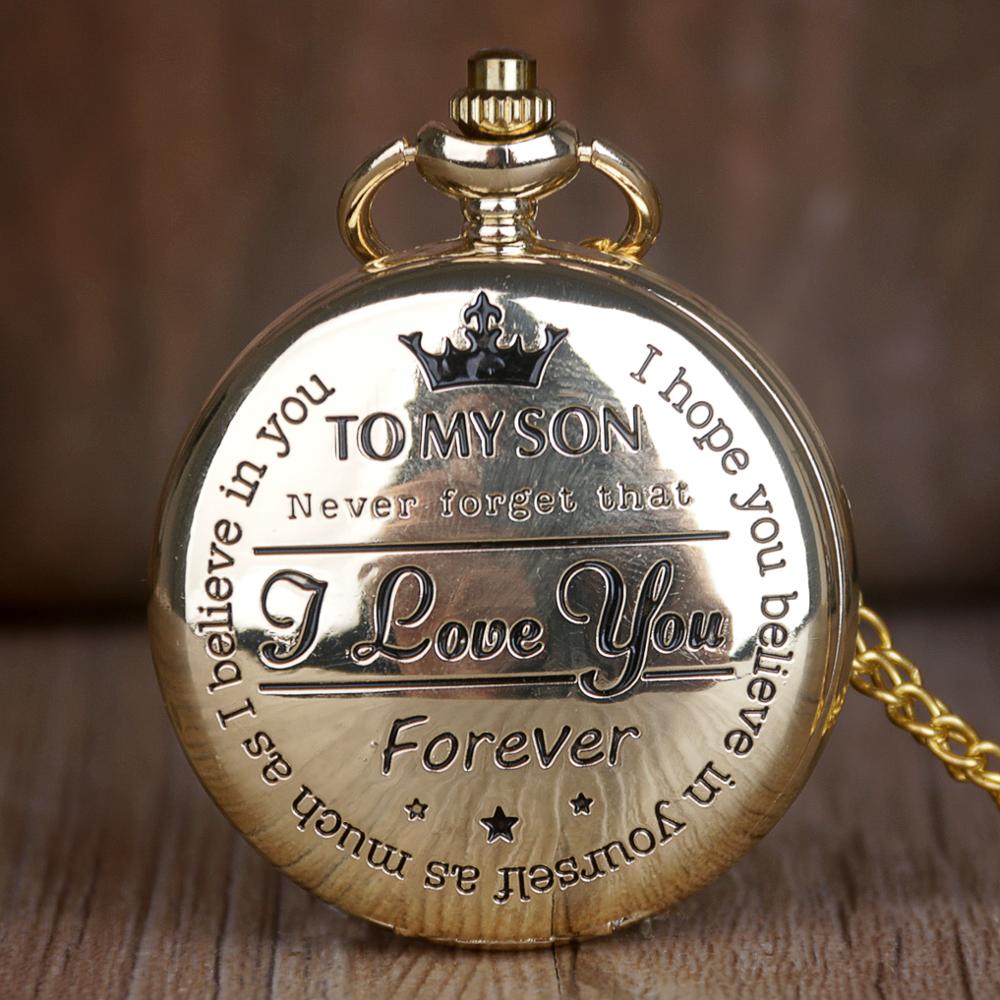 Creativity Lettering TO MY SON Pocket Watch Souvenir I LOVE YOU Quartz Pocket Watch Best For Son CF1274